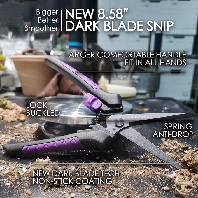 Buds Leaf Stem Fruit Flower Garden Scissors Non-stick Resin Resist Blade 8.58" Precision Micro-Tip Pruning Shears Bigger Grip Pruner Snips Effort-saving Ergonomical Gardening Trimming Scissors