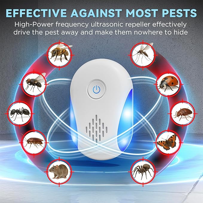[2026 Upgraded] Ultrasonic Rodent & Pest Indoor Repeller - Stronger Driving Force, Plug-in Electronic Repellent for Mouse, Mice, Rats, Roaches, Ants, Spiders, Bugs, 2 Mode Switching (6 Pack)