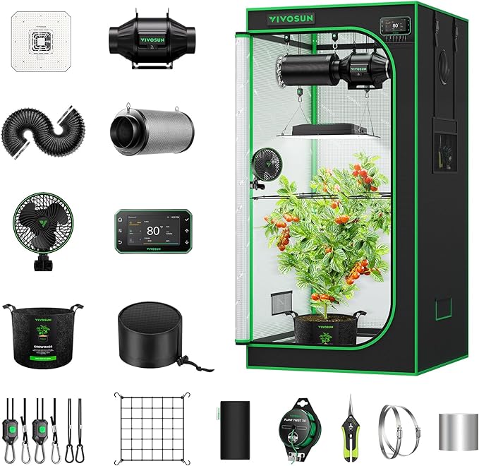VIVOSUN Smart Pro Grow Tent Kit, 2.7 × 2.7ft 2-Plant Kit, WiFi-Integrated Automatic Control with GrowHub E42A+, Tunable Spectrum LED Grow Light, 360° Ventilation & Circulation Control System