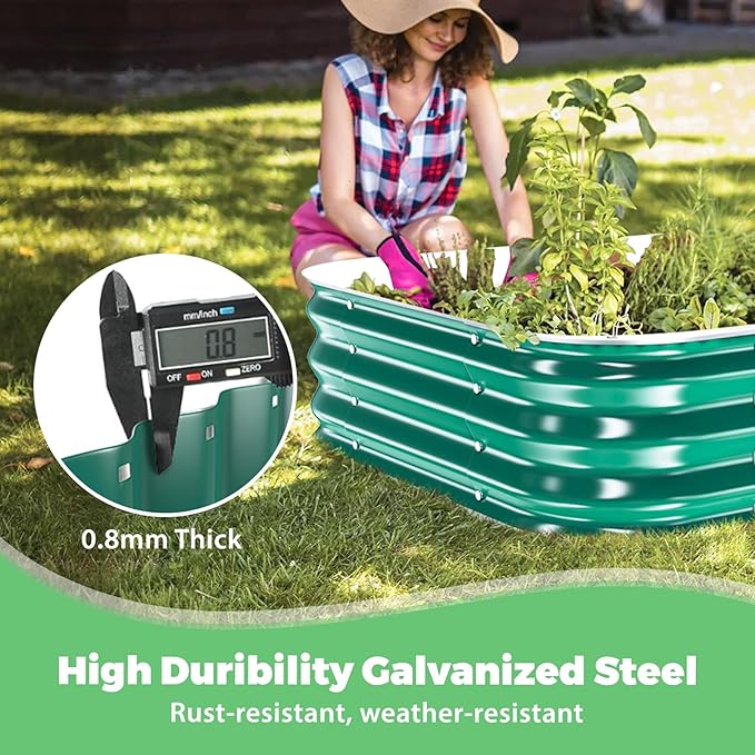 Galvanized Raised Garden Bed, 4x4x1ft Garden Planter Bed Outdoor, Heavy Duty Rustproof Steel Raised Bed Kit for Gardening Vegetables Fruits Flowers Grow Green