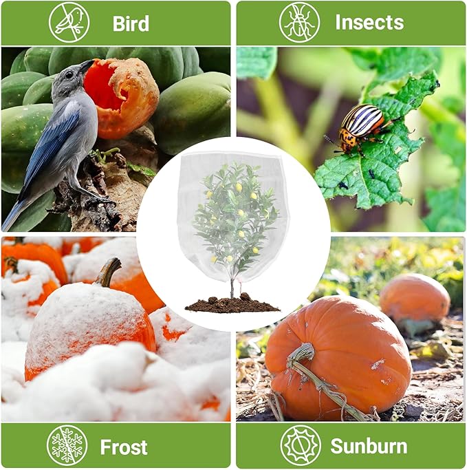 Garden Bug Netting Bags, Enpoint 20PCS 29 x 21 inch Insect Bird Barrier Netting Mesh with Drawstring, Fruit Protection Wraps Plant Covers to Protect Bananas, Watermelon, Spaghetti Squash
