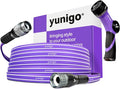 SERENITY 50ft Flat-to-Round Purple Garden Hose – Lightweight, No-Kink, Abrasion-Resistant TPV Hose with Durable Aluminum Fittings, Spray Nozzle & Hose Mender, Ideal for Home & Garden Watering