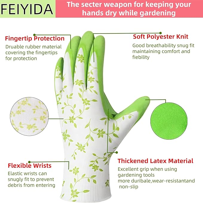 Women's Gardening Gloves- Breathable Latex Gardening Gloves，Outdoor Protective Work Glove，Gardening Gifts