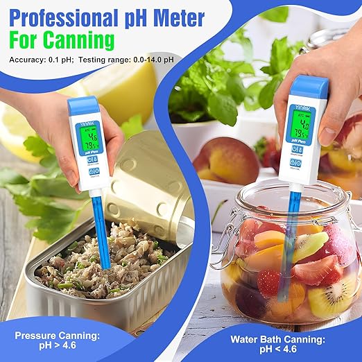 pH Meter for Water Digital pH Tester with 4.6in pH Probe Lab pH Gauge pH Reader with ATC for Canning Professional pH Temperature Test Kit for Narrow-Necked Bottle Solution Kombucha and Home Brewing