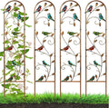 Blulu 4 Pack Metal Garden Trellis for Climbing Plants, 60x11 Inch Detachable Rustproof Arched Fence Flower Vegetable Plant Stand for Outdoor Patio Yard Lawn Decorative(Hummingbird)