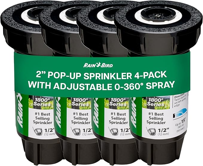 Rain Bird 1802FDSPRS Pressure Regulating (PRS) Professional Dual Spray Pop-Up Sprinkler, 360° Full Circle Pattern, 8' - 15' Spray Distance, 2" Pop-up Height