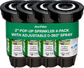 Rain Bird 1802QDSPRS Pressure Regulated 1800 Series Dual Spray 2 Inch Pop Up Sprinkler Head, 4 Pack -Water Efficient Lawn Sprinkler with 90 Degree Quarter Pattern, 1/2 Inch NPT, 15 Ft Spray Distance