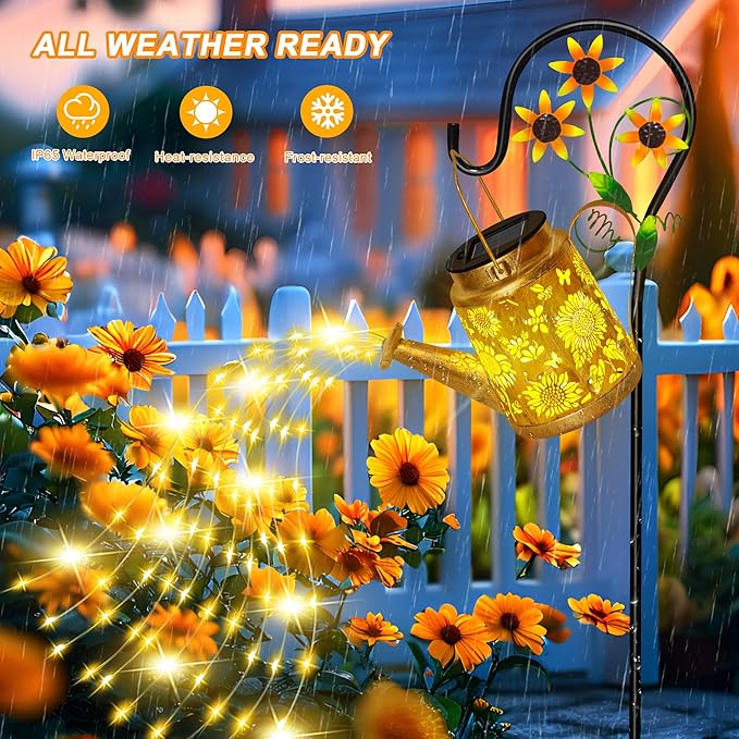 ostritec Mothers Day Gifts, Solar Lanterns Garden Decor Sunflower Lights, Large Hanging Lantern with Shepherd Hook, Waterproof Outdoor Decor for Landscape Pathway Yard, Gifts for Mom Women