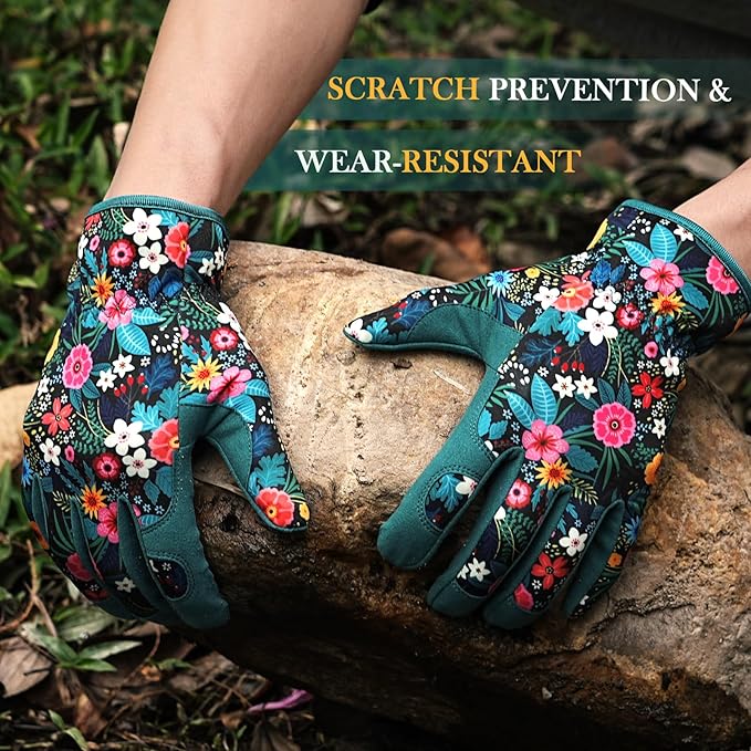 Trifabricy Gardening Gloves for Women, Breathable Leather Garden Gloves with Grip, Thorn-Proof Puncture-Resistant Work Gloves