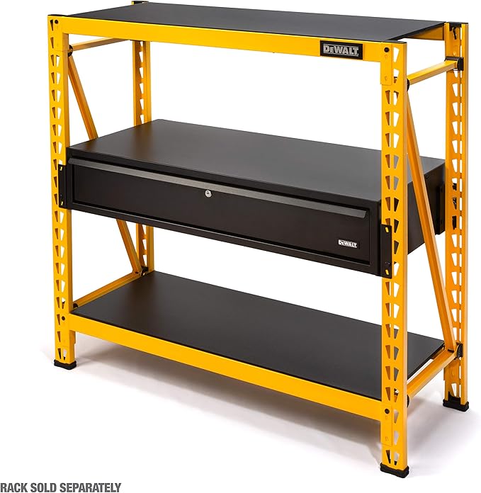 DEWALT Work Surface and Locking Drawer Accessory Kit, Compatible with 4-Foot Storage Rack, Over 900 lb. Work Top Capacity, Smooth Opening