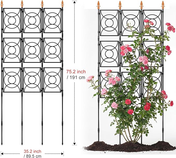 Trellis for Climbing Plants Outdoor, 24 Rifny Tall Garden Trellis Flower Rose Cucumber Trellis for Vines Pea Support, Wall Large Plant Trellis Fence with with Plastic Frame, 3 x 6.2 FT