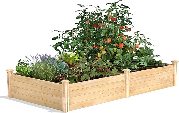 Greenes Fence Classic Cedar Raised Garden Bed, 4' x 8' x 14" (1/2" Thick) - Made in USA with North American Cedar