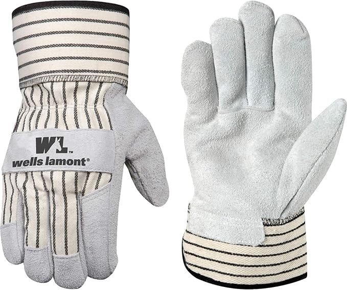 Wells Lamont Men's Heavy Duty Leather Palm Work Gloves with Safety Cuff, Small (4000S)