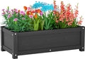 HDPE Raised Planter Box Outdoor,Rot-Resistant and Non-Cracking,Small Raised Beds for Gardening 29.5 * 14.4 * 9.8 in for Yard,Lawn,Outdoor Planter Boxes Rectangle with Drainage Holes Black