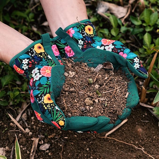 Trifabricy Gardening Gloves for Women, Breathable Leather Garden Gloves with Grip, Thorn-Proof Puncture-Resistant Work Gloves
