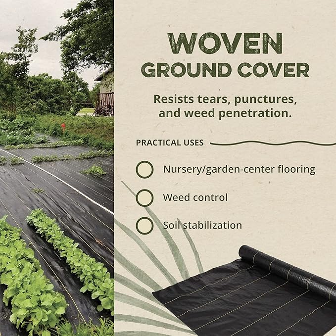 Dewitt Sunbelt Weed Barrier Fabric 3.2 oz, 4 x 300 Feet – Heavy-Duty Ground Cover Mat for Greenhouse Floors, Garden Rows, Raised Beds, Yard Gardening, and Outdoor Landscape Protection