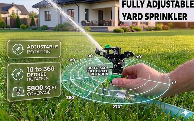 APT Pulsating Impact Sprinklers for Yard, Lawn & Garden, 80 to 5800 sq ft Adjustable Spray (2Pcs)