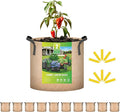 iPower 10-Pack 2 Gallon Plant Grow Bags Heavy Duty Thickened Nonwoven Fabric Growing Pot, Aeration Durable Container with Reinforced Strap Handles with 10 Labels, Tan