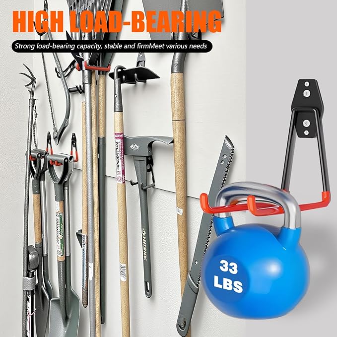 Heavy Duty Garage Storage Hooks, 4 Pack Utility Steel Garage Tool Organizer Wall Mount for Hanging Power and Garden Tools Ladders Hoses Bikes Ropes & Bulk Items
