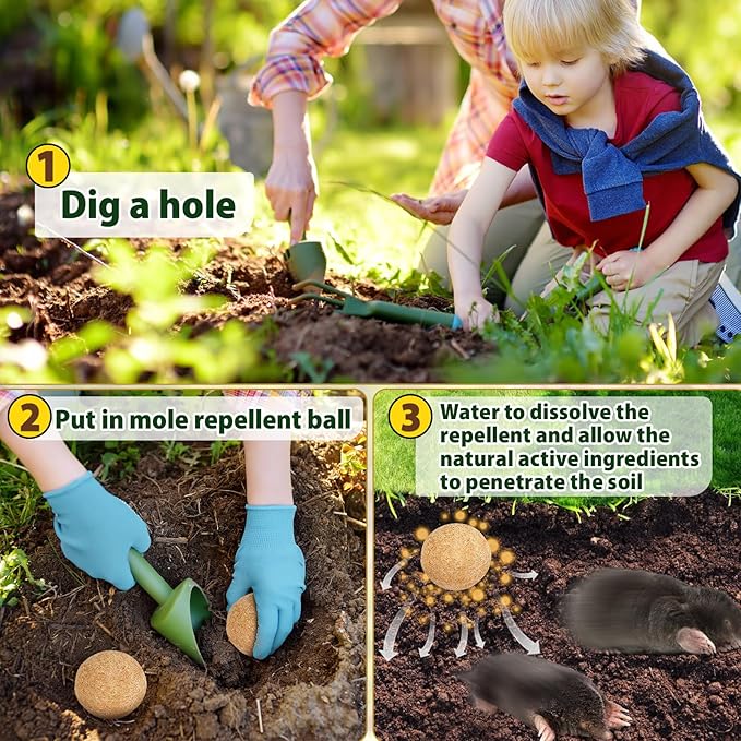 10 Pack Mole Repellent, Peppermint Oil to Repel Mole,Gopher, Vole Repellent Outdoor Use for Lawn, Garden