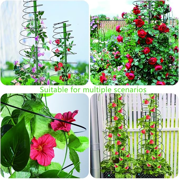 2 Pcs Tomato Cage Garden 53.6" Tall Metal Plant Cage Support Stretchable with Poles Stake Tomato Tower Garden Trellis for Vegetables Bean Climbing Plants Outdoor