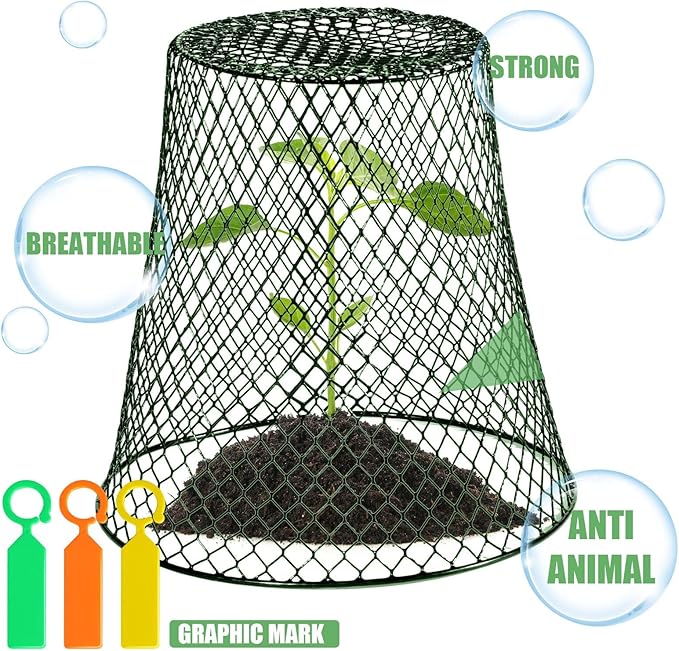 40 Pcs 8 inch Chicken Wire Plant Covers,Wire Garden Cloches Chicken Wire Cloche Plant Protector Metal Heavy Duty Garden Plant Cloche for Keeping Bunnies Chicken Squirrels Birds Other Out
