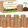 ZeeDix 100 Pack 40mm Organic Coco Coir Seed Starter Pellets, Compressed Coconut Fiber Seed Starter Soil Discs Potting Soil Mix for Indoor Outdoor Plants, Herbs Houseplants Bonsai Vegetables Flowers