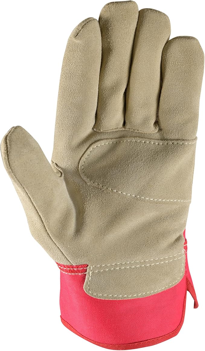 Wells Lamont Women's Heavy Duty Leather Palm Work Gloves with Safety Cuff, Pink, Small (4113S-800)