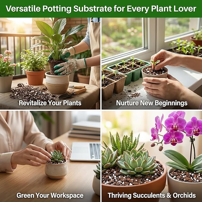 Sukh Potting Mix 8 OZ - Multi-Purpose Plant Potting Soil Orchids Food Planting Supplies Pine Bark Perlite Mulch Plant Soil for Indoor Plants Succulent Drainage Ventilation