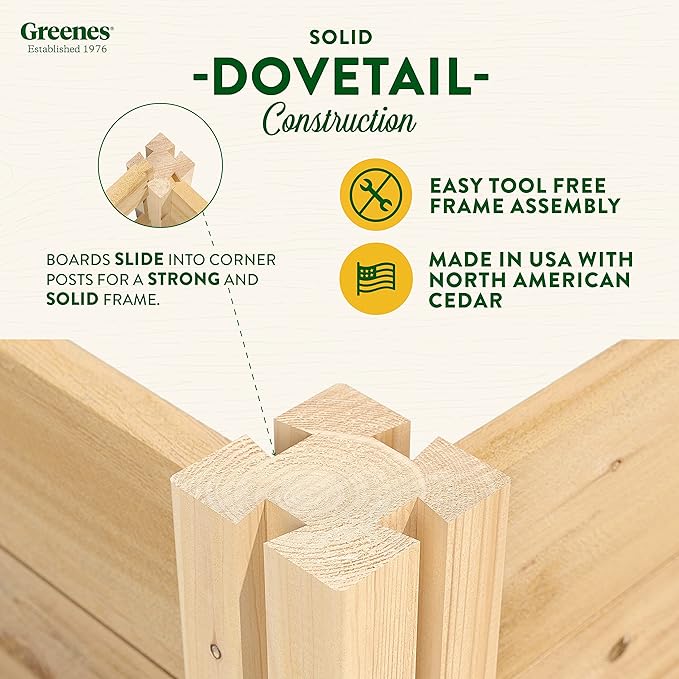 Greenes Fence Classic Cedar Raised Garden Bed, 4' x 8' x 10.5" (1/2" Thick) - Made in USA with North American Cedar