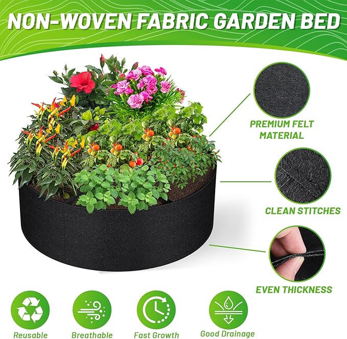 GREANER Fabric Raised Garden Bed, 3x1FT Garden Growing Bags with 7 Grids, Above Ground Planters for Vegetable Garden, Garden Containers Outdoor for Vegetables Flowers Plants