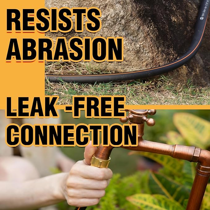 5/8 in. × 5 ft. High Flow Heavy Duty Garden Hose Flexible Hybrid Rubber Water Hose, No Memory Durable Premium Water Hose Leader Hose for Watering, Irrigation, Water Transfer Pump