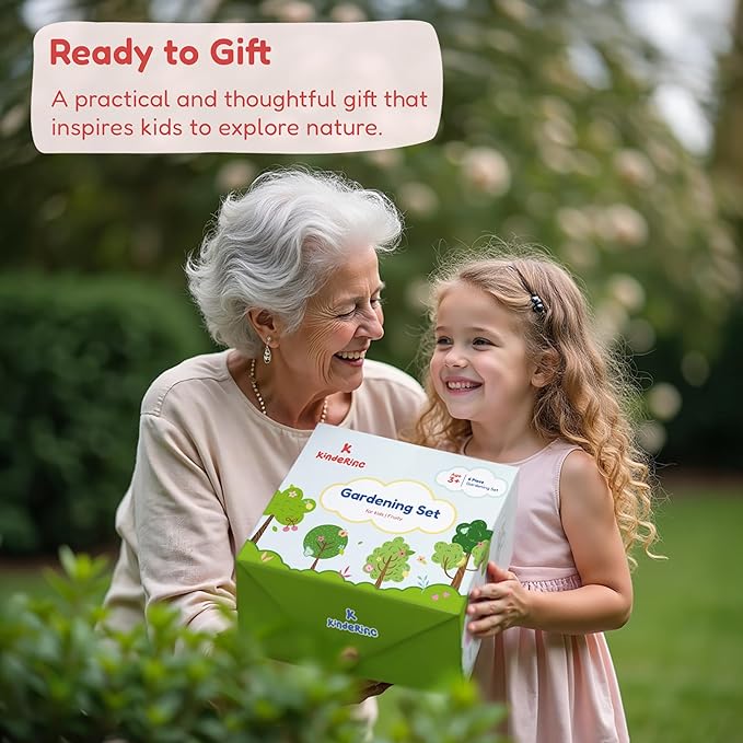 Gardening Set, Tool Kit, for Kids, STEM, Includes Tote Bag, Spade, Watering Can, Rake, Fork, Trowel and Gloves, Fruity
