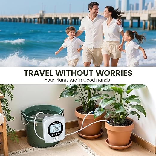 Automatic Plant Waterer for 30 Potted Plants - 98FT Dual Pumps Automatic Watering System, Vacation Self Watering Drip Irrigation System & Plant Watering Device with Programmable Water Timer
