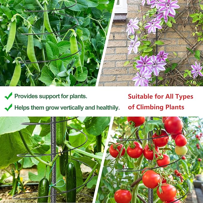74in Tall Spiral Frame Trellis for Climbing Plants Outdoor, Heavy Duty Metal Garden Plant Tower, Rustproof Support for Pole Bean Cucumber Sweet Peas Clematis Vines, Anti-Tip Pot Indoor Decor, 1 Pack