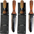 Garden Guru Hori Hori Gardening Knife for Weeding Digging Pruning & Cultivating - Stainless Steel Full Tang Blade Walnut Wood Handle Marks for Measuring Planting Depth Nylon Sheath for Storage (2pack)