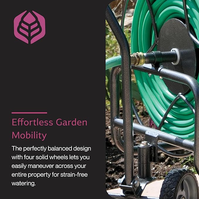 Yard Butler Hose Reel Cart - Heavy Duty Metal with Wheels for Gardens, Lawns, and Outdoor Use, 400 ft