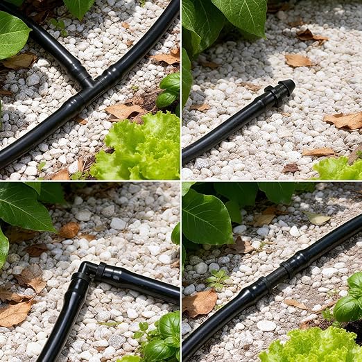 150 Pack 120 Pieces Drip Irrigation Fittings Kit for 1/4" Tubing, Drip Line Barbed Connectors for 1/4 Inch Drip Irrigation Tubing Includes 60 Couplings 50Tees 20 Elbows 20 Plugs