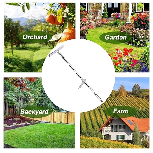 Soil Probe 35 Inch with 2 Bags, Soil Test Kits, T Handle Soil Sampler Probe Rod with Pedal, for Lawn Plant Garden Farm Soil Sampling
