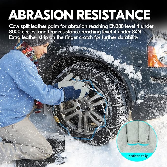 Vgo... Winter Warm Lined Cowhide Split Leather Work Gloves,Heavy Duty Truck Driving Gardening Farm Welding(CB3501F)