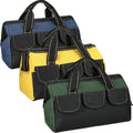 Sanwuta 3 Pack Tool Bag for Men with Waterproof Hard Bottom, Heavy Duty Tool Bag Wide Mouth Tote for Various Instrument, Electrician Carpenter Mechanic(Blue, Green, Yellow,16 Inch,Classic)
