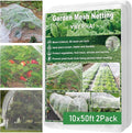 2Pack 10x50ft Garden Netting Mesh Barrier, Ultra Fine Mosquito Net for Patio,Garden Netting for Raised Beds,Fruit Tree Netting for Garden Protection Blueberry Bush Netting Cover