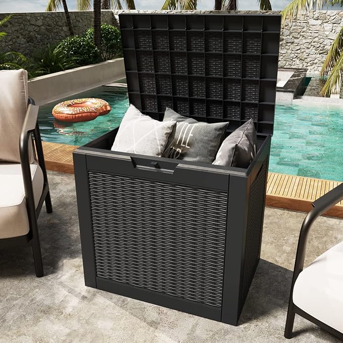 Greesum 5 Cu.ft Resin Storaged Shed Large Outdoor Storage for Patio Furniture, Garden Tools, Pool Supplies, Weatherproof and UV Resistant, Lockable, Black