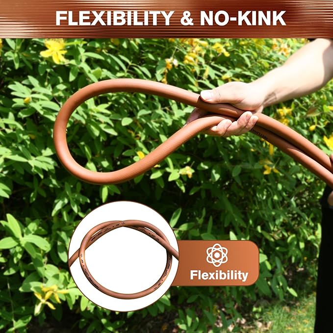 Heavy Duty Garden Hose 5/8" x 25ft, Flexible Lightweight Water Hose, Hybrid Rubber, NO Kink, 650 Burst PSI, Male to Female Fittings