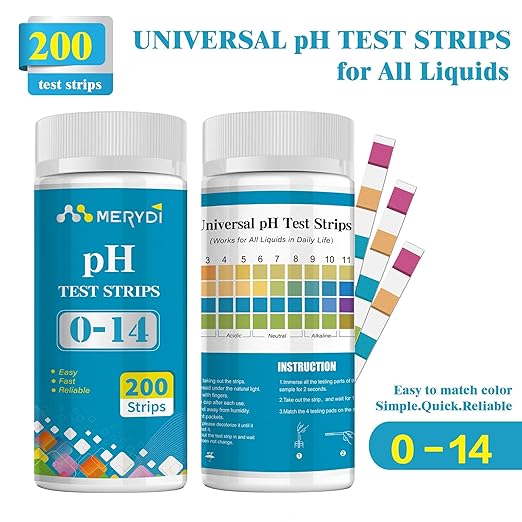 pH Test Strips (0-14 Range) – 200pcs Universal Litmus Paper for Water, Pools, Kombucha, Food & Soap Making
