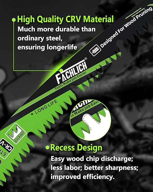 Pruning Blades Reciprocating Saw Blade 7"*2+9"*2 - Curved Edge Wood Pruning Saw Blades 6TPI for Tree Trimming,Wood Cutting,Reciprocating Saw Blades Set(4 Pack)
