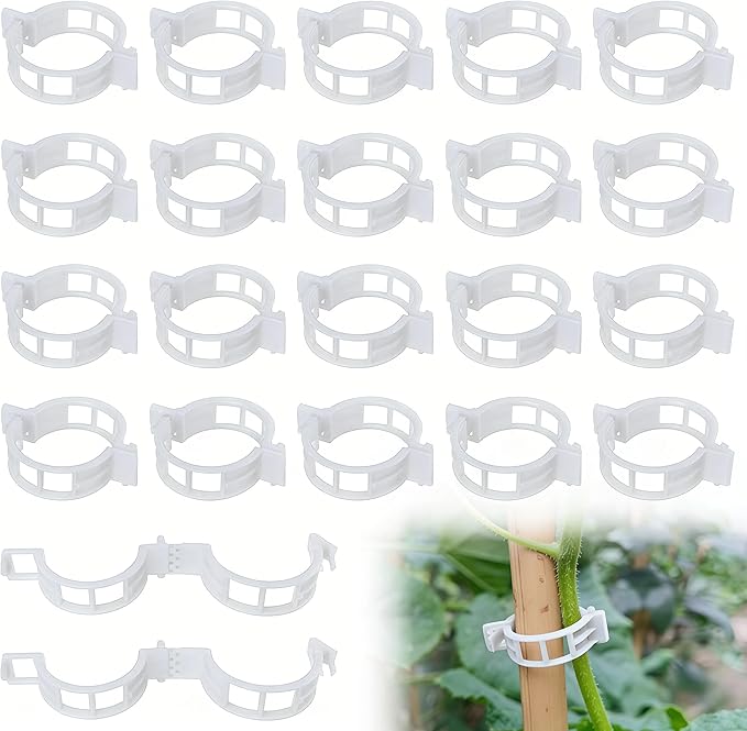 Secured Plastic Plant Clip, New Reusable Plant Support Clips Plastic Clips Tomato Clips for Securing Plants for Climbing Plants, Grape, Vegetable Stems (300, White)
