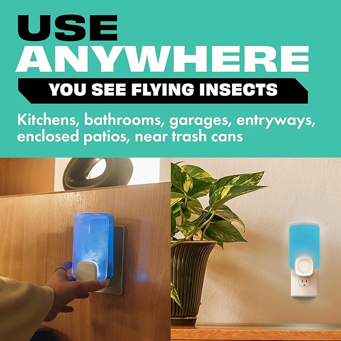 STEM Flying Insect Trap - Indoor Fruit Fly & Gnat Catcher for Home, Kitchen & Any Room, Attracts & Traps Bugs, Soft Blue UV Light - Includes 1 Plug-in Device & 1 Cartridge