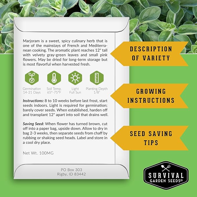 Culinary Herb Seeds Variety Pack for Planting - Grow 18 Heirloom Kitchen Herbs with Basil, Cilantro, Parsley, Dill, Chives, Oregano, Sage, Rosemary, Mint - Indoor or Outdoor - Survival Garden Seeds