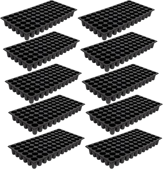 SUNPACK 21" x 11" Heavy Duty 72-Cell Circular Insert Tray, Black, 2.5" (Pack of 10) - Ideal for Greenhouses or Indoor Gardening - Holds Up to 72 Different Seeds